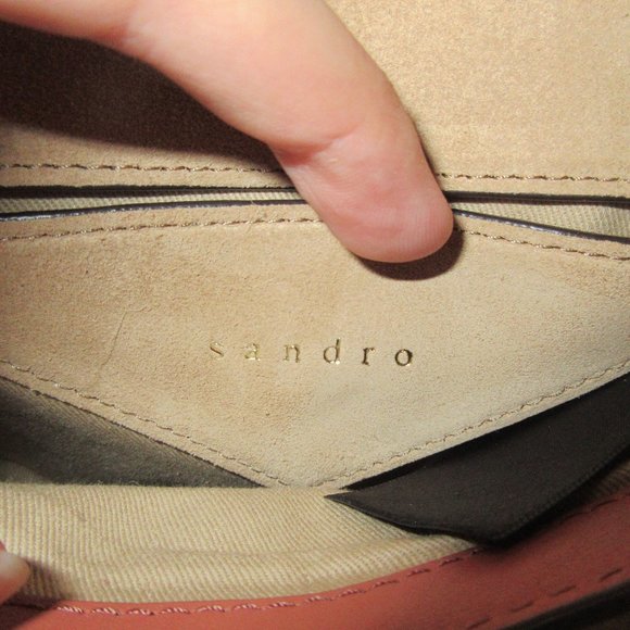 SANDRO Cognac Brown Calfskin Clutch bag nwt - Picture 6 of 11